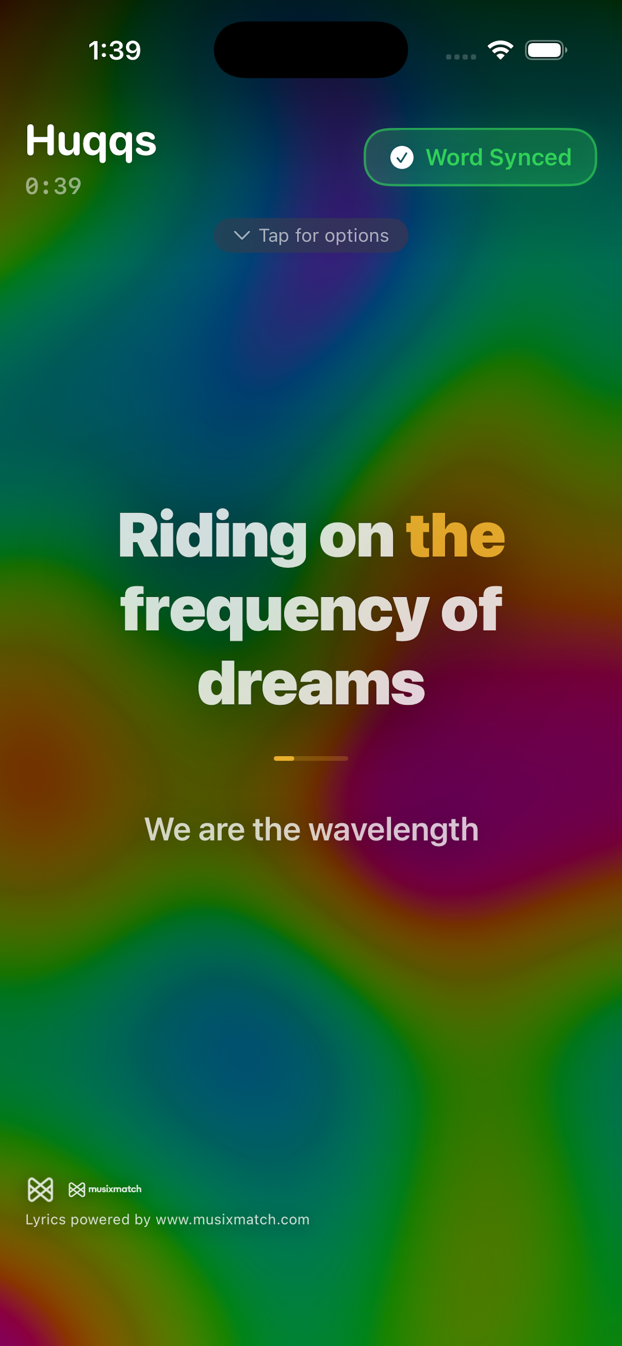 Huqqs rainbow lyrics on iPhone