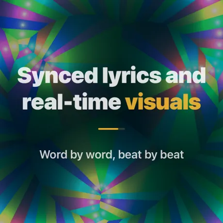 Spiro stage — rainbow spirograph patterns behind word-synced lyrics